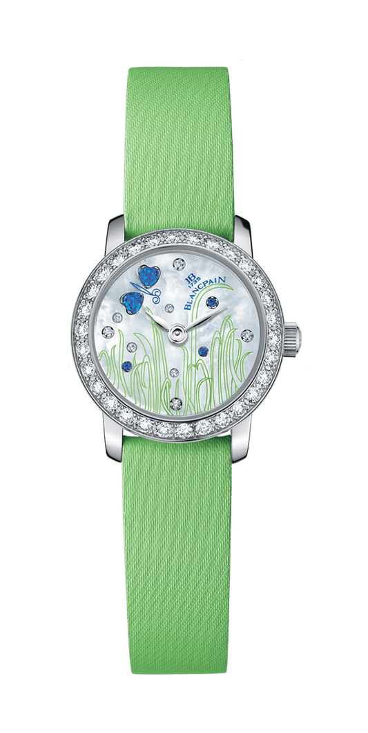 Blancpain Ladybird Ultraplate Green Satin Butterfly Ladies Watch - 0062 1954F 52A