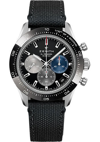 Zenith Chronomaster Sport Watch - Steel And Ceram - Black Dial - Rubber Strap - 03.3100.3600/21.C822