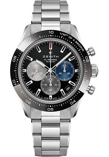 Zenith Chronomaster Sport Watch - Steel And Ceram - Black Dial - Steel Bracelet - 03.3100.3600/21.M3100