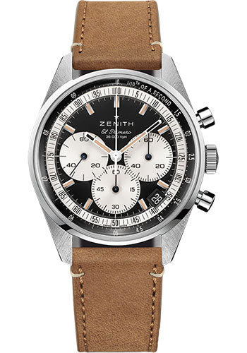 Zenith Chronomaster Original Watch - Steel - Black Matte Dial - Leather Strap - 03.3200.3600/21.C903