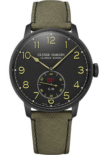 Ulysse Nardin Marine Torpilleur Military 44 mm - Steel Case - Black Green Dial - Fabric Strap