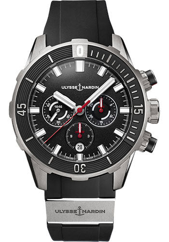 Ulysse Nardin Diver Chronograph 44 mm - Titanium Case - Black Dial - Rubber Strap