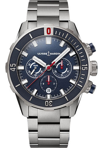 Ulysse Nardin Diver Chronograph 44 mm - Titanium Case - Blue Dial - Steel Bracelet