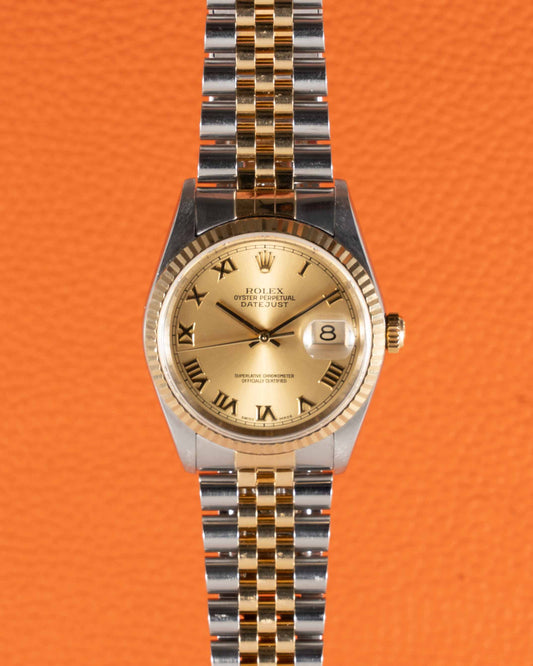 Rolex Datejust 36mm 16013 Two Tone Jubilee / Fluted with Champagne Dial
