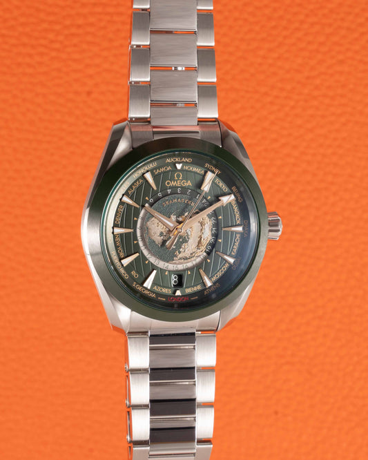 UNWORN Omega Aquaterra 43mm 220.30.43.22.10.001 Co-Axial Chronometer World Timer Green Ceramic 2023