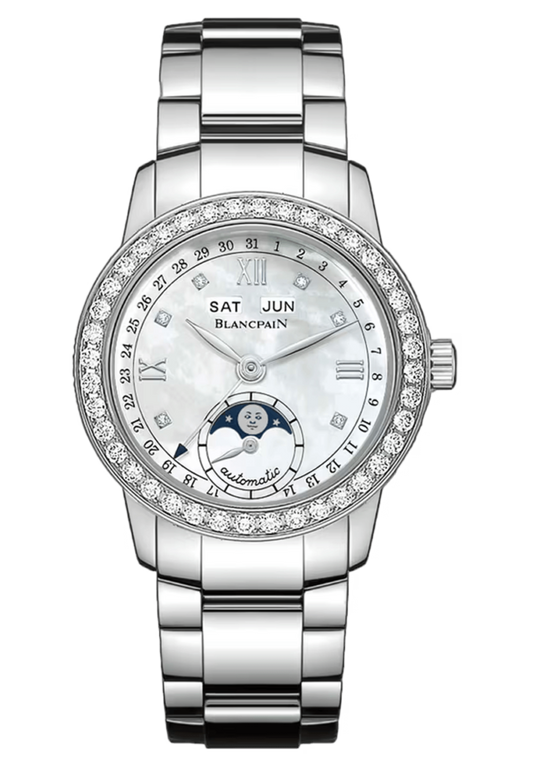 Blancpain Ladybird Quantieme Complet Mother of Pearl Diamond Steel Ladies Watch - 2360 4691A 71A