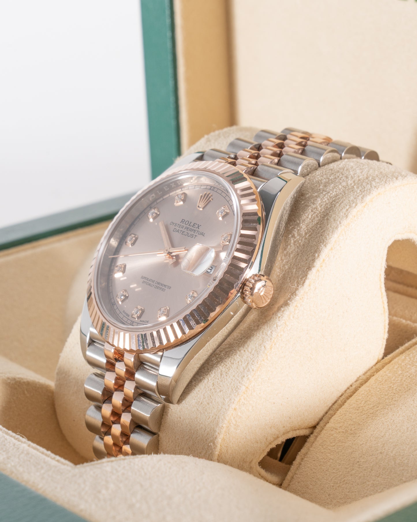 Rolex Datejust 41mm 126331 Two Tone Rose Gold with Sundust Dial and Diamond Markers 2018