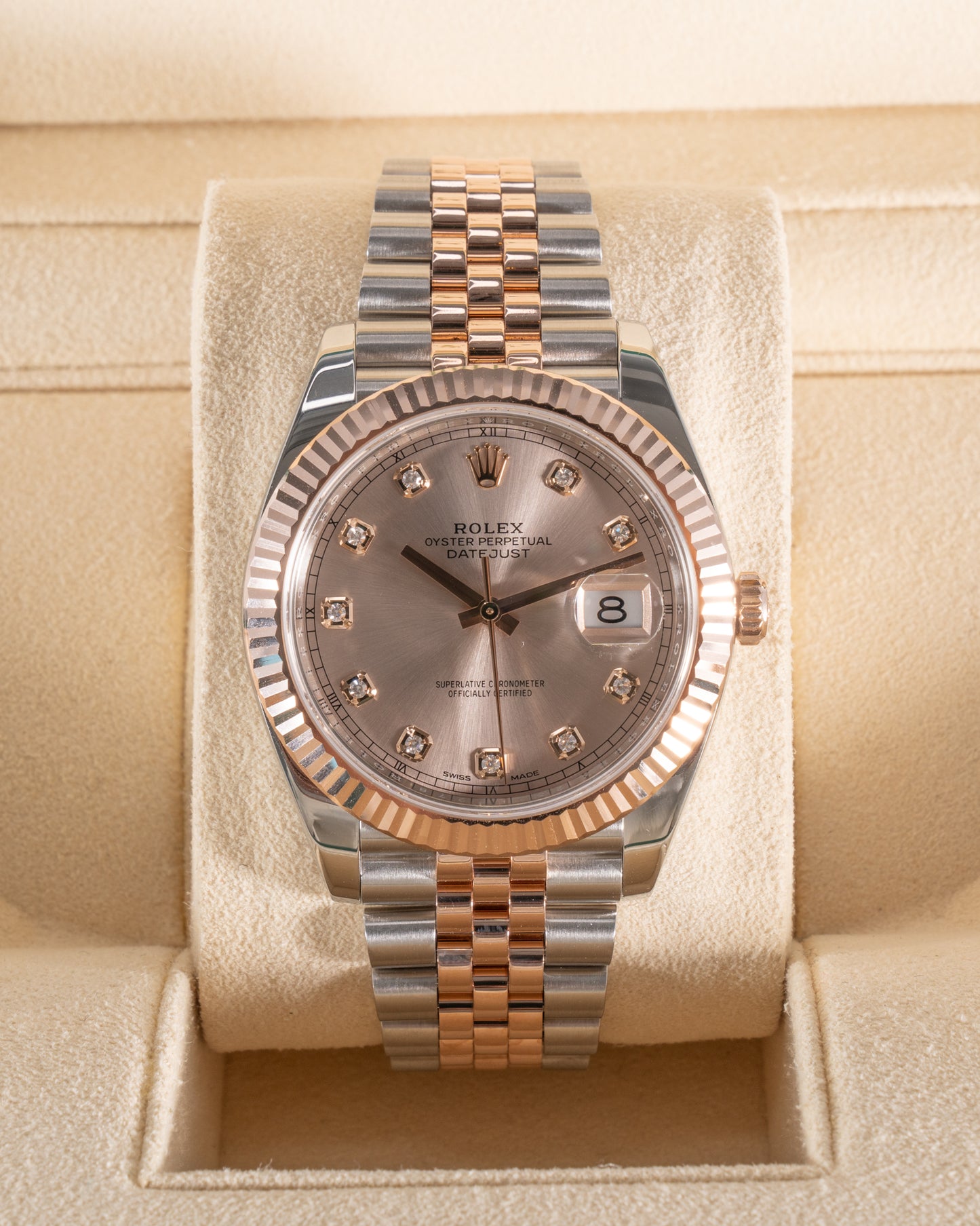 Rolex Datejust 41mm 126331 Two Tone Rose Gold with Sundust Dial and Diamond Markers 2018