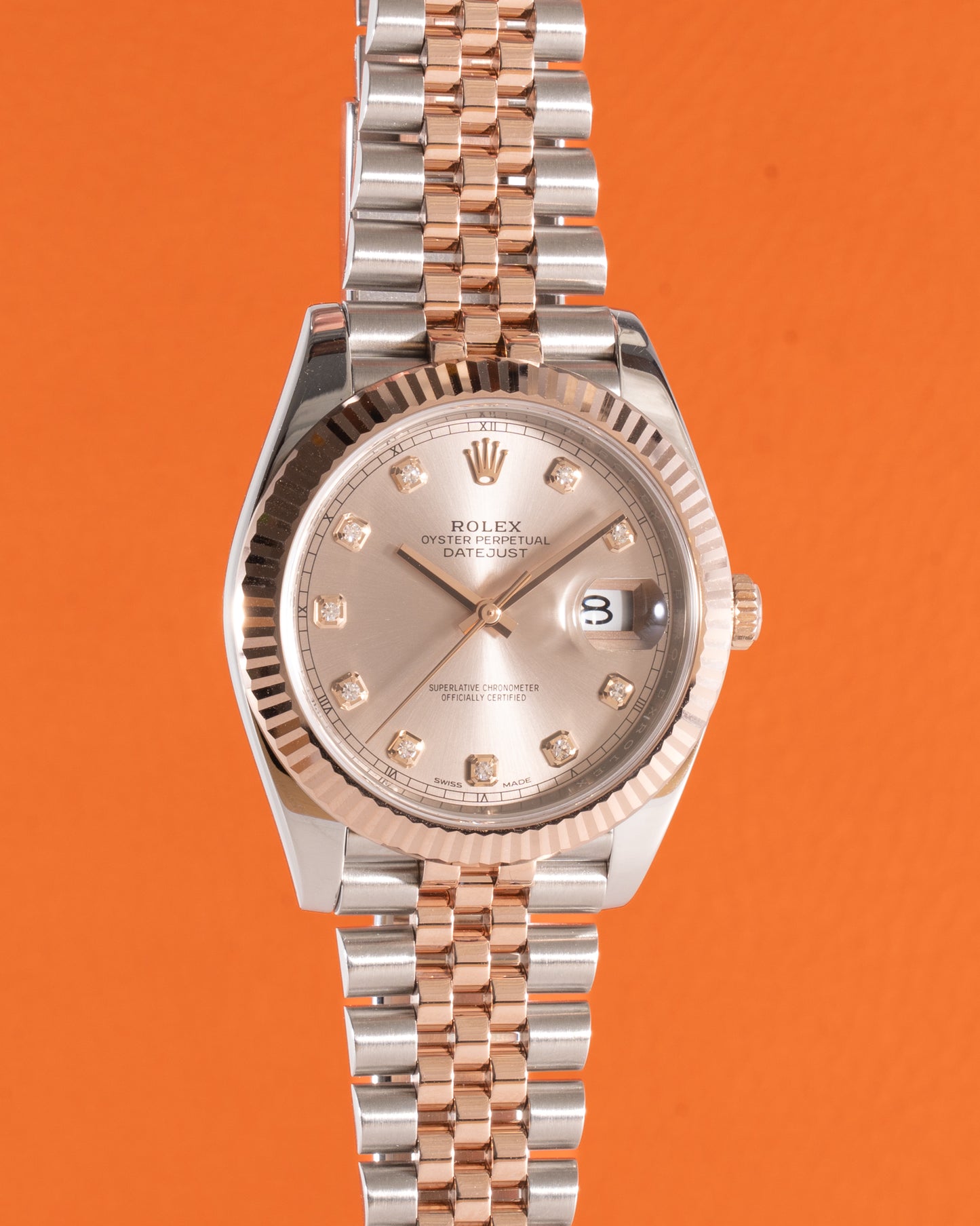 Rolex Datejust 41mm 126331 Two Tone Rose Gold with Sundust Dial and Diamond Markers 2018