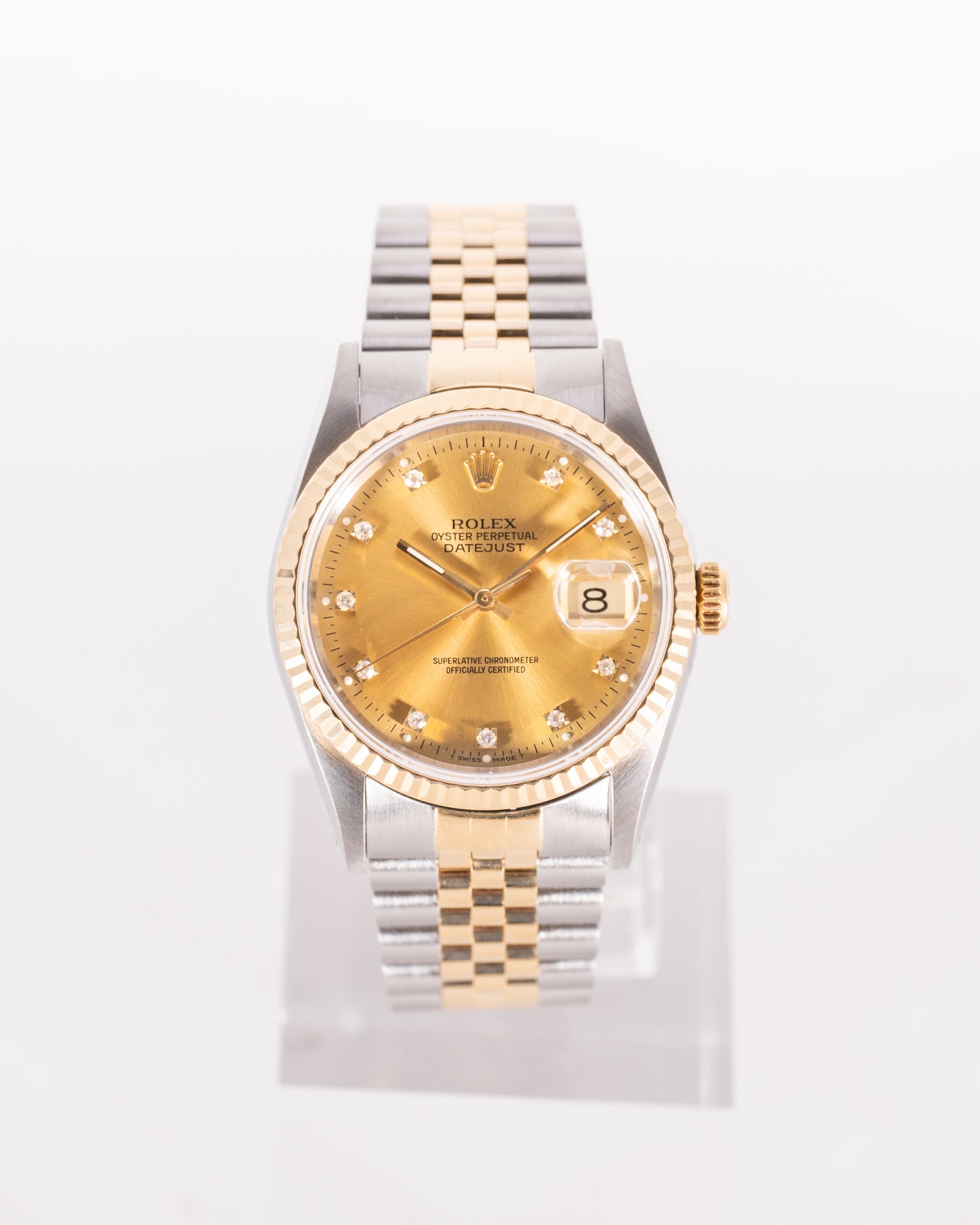 Rolex Datejust 36mm 16233 Champagne Dial on Jubilee with Diamond Markers X Serial