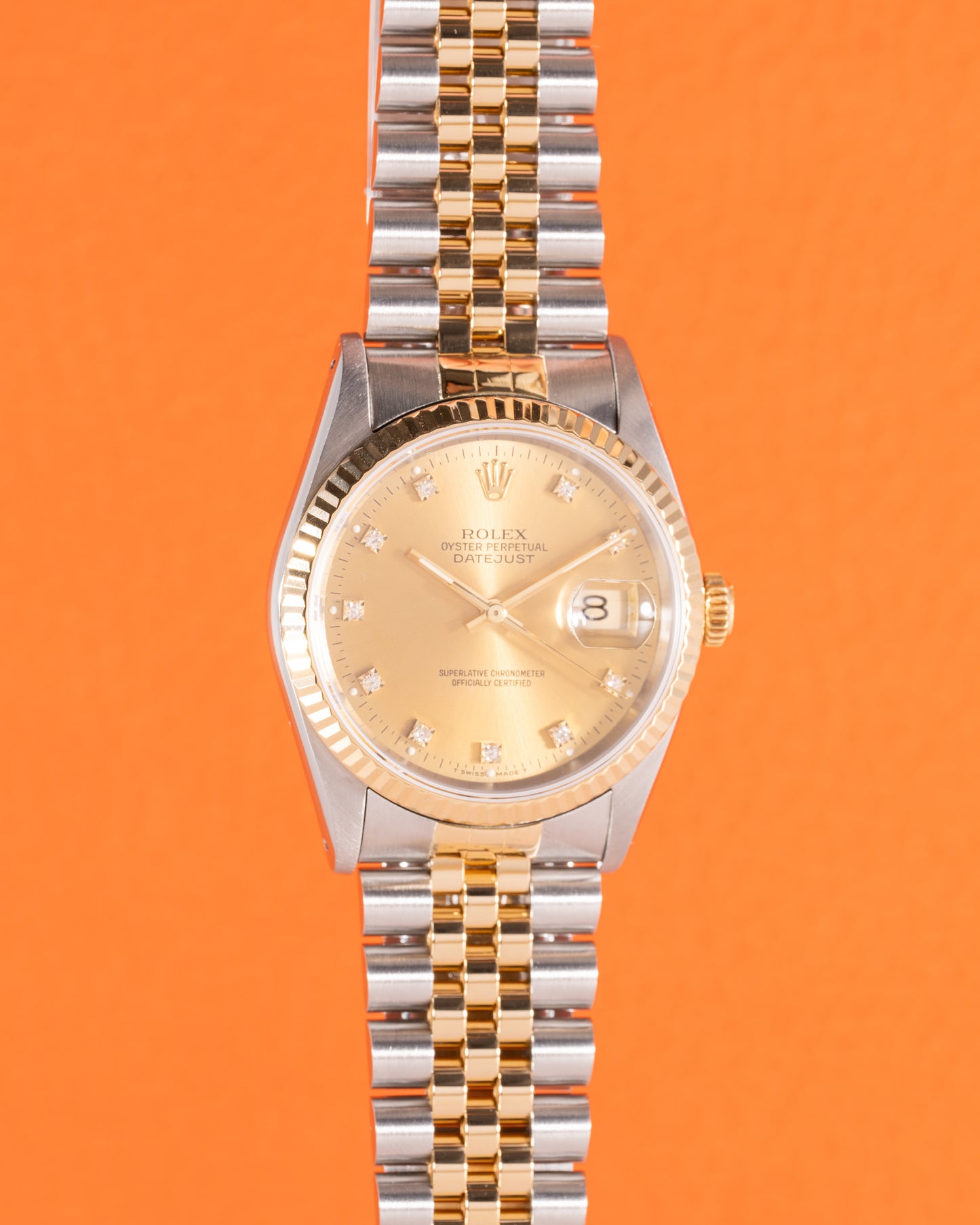 Rolex Datejust 36mm 16233 Champagne Dial on Jubilee with Diamond Markers X Serial