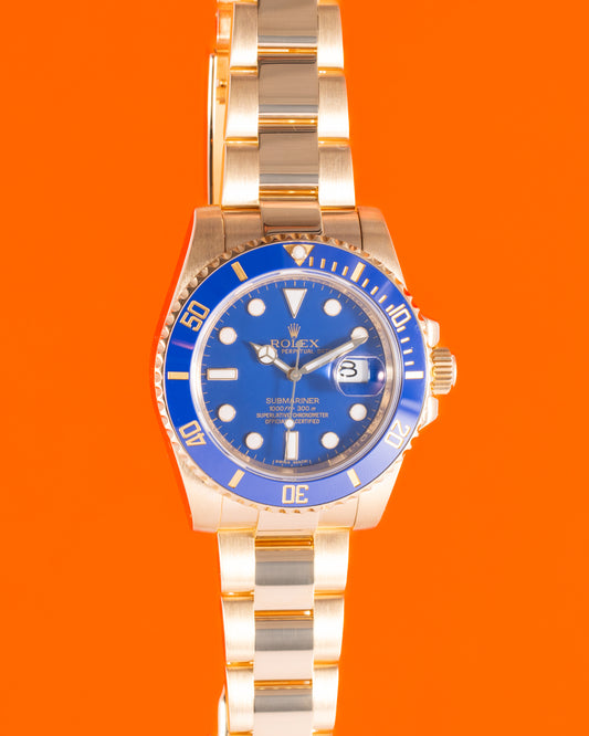 Rolex Submariner Date 40mm 116618LB Flat Blue on Yellow Gold