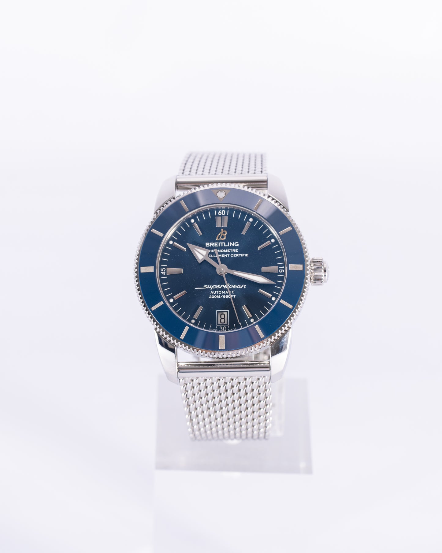 Breitling Superocean Heritage II 42mm AB2010 Blue Diver on Milanese Bracelet