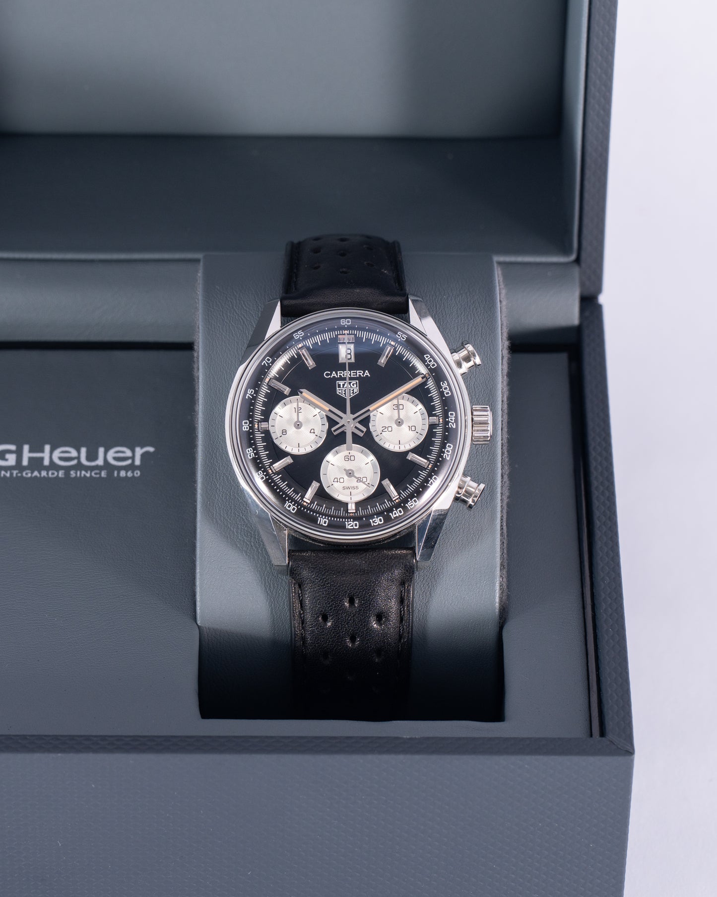 Tag Heuer Carrera CBS2210 Reverse Panda Glass Box Chronograph