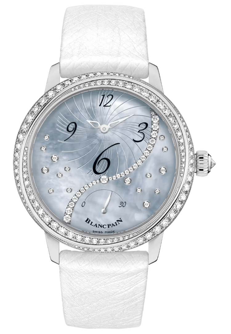 Blancpain Ladybird Heure Decentree White Gold Ostrich Ladies Watch - 3650A 3554L 58B