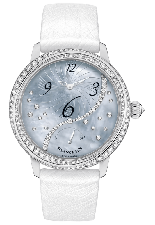 Blancpain Ladybird Heure Decentree White Gold Ostrich Ladies Watch - 3650A 3554L 58B