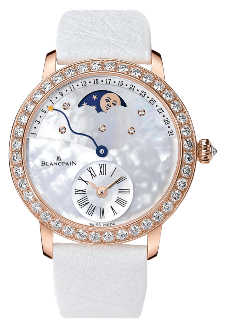 Blancpain Ladybird Quantieme Retrograde Diamond Red Gold Ostrich Ladies Watch - 3653 2954 58B