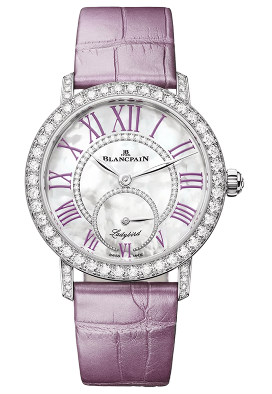 Blancpain Ladybird Colors Lilac White Gold Diamond Alligator Ladies Watch - 3661 1954 55B