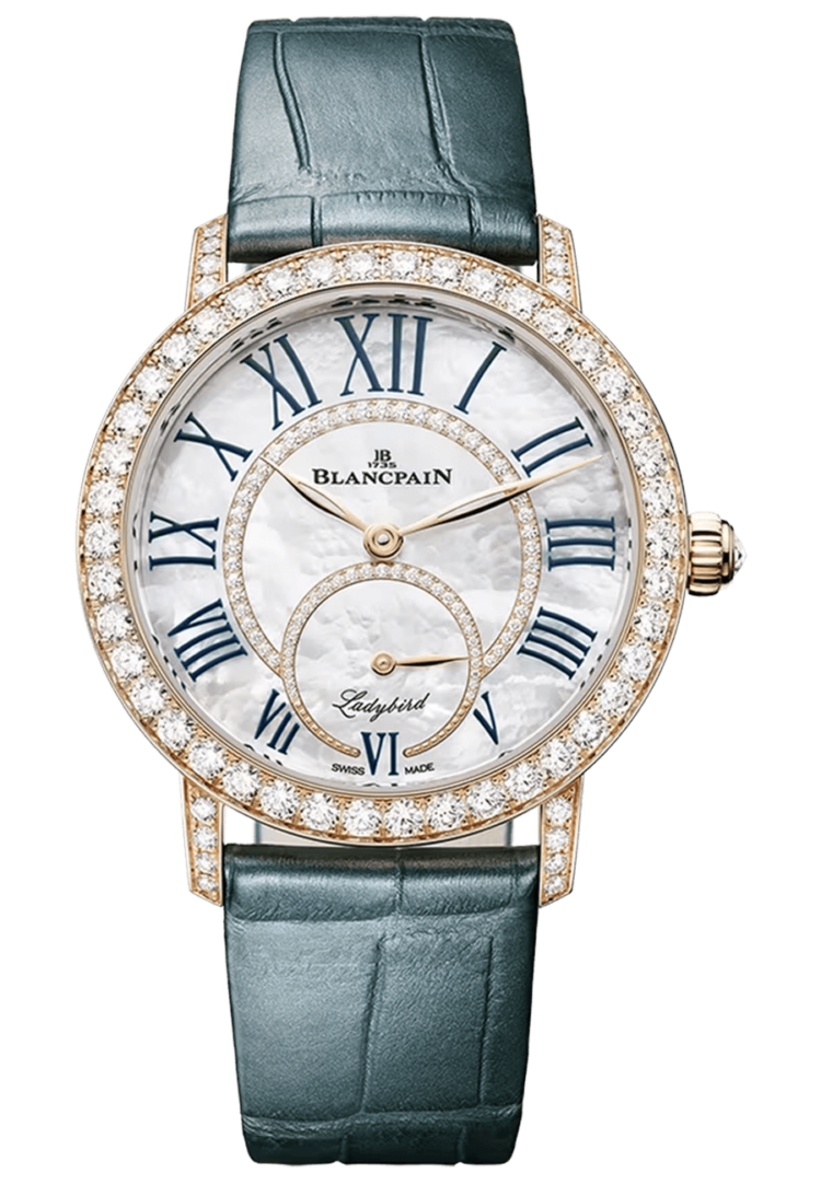 Blancpain Ladybird Colors Red Gold Diamond Teal Alligator Ladies Watch - 3661 2954 55B