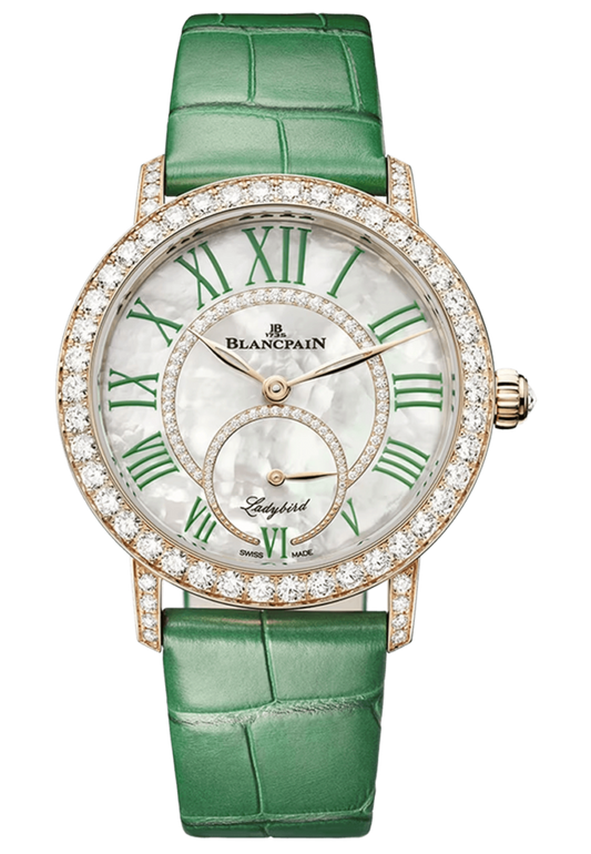 Blancpain Ladybird Colors Red Gold Diamond Green Alligator Ladies Watch - 3661A 2954 55B