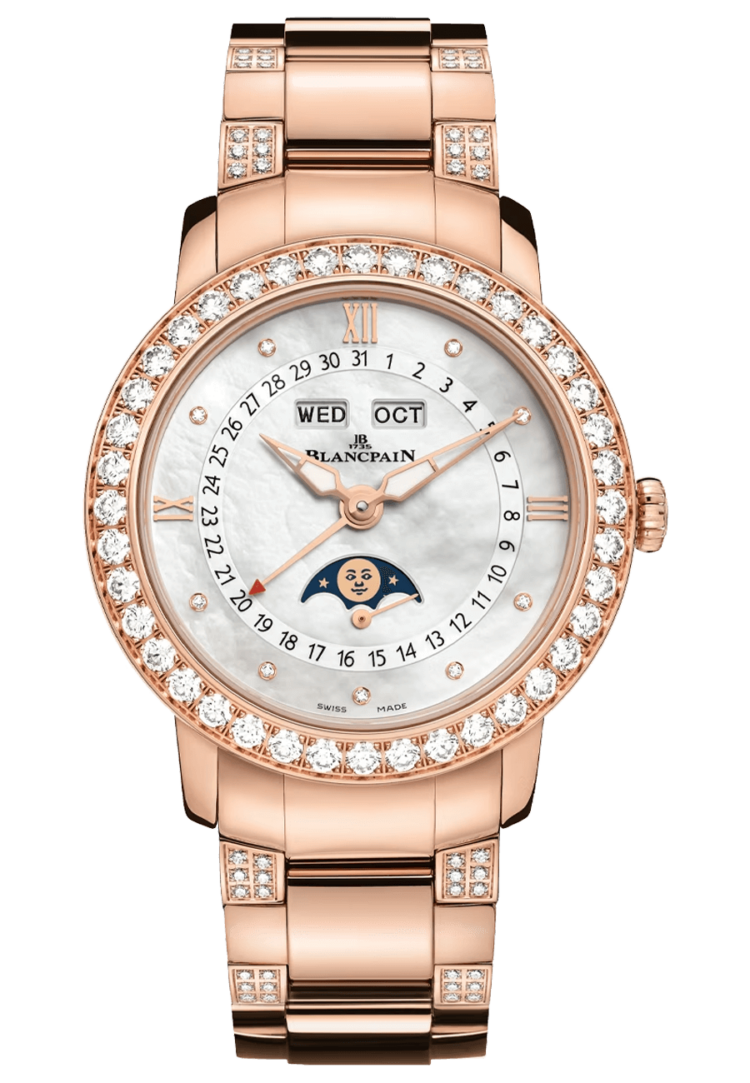 Blancpain Ladybird Quantieme Complet Red Gold Diamond Ladies Watch - 3663 2954 89B