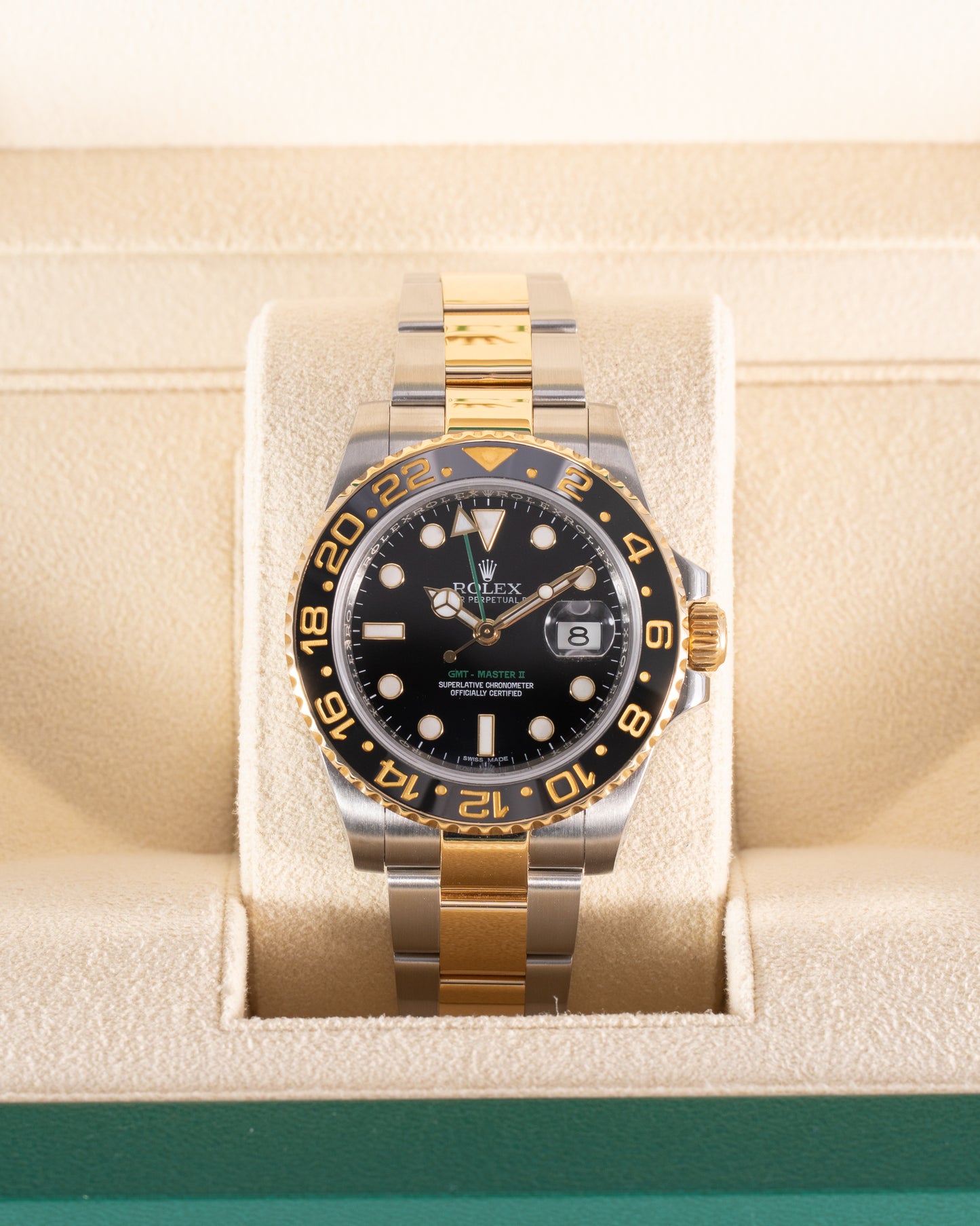 Rolex GMT Master II 40mm 116713LN Two Tone Yellow Black Dial 2016