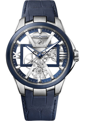 Ulysse Nardin Skeleton X 42 mm Beware of Blast - Titanium Case - Blue Dial - Leather Strap