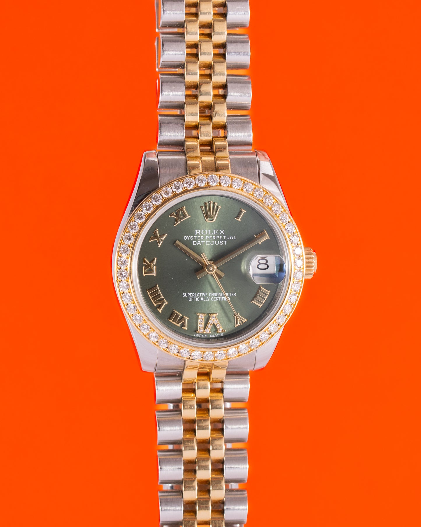 Rolex Datejust 31mm 178383-0005 Green Dial with Factory Diamond Bezel Two Tone Yellow 2013