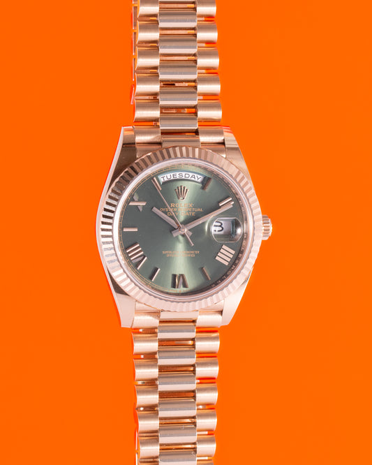 Rolex Day Date 40mm 228235-0025 Olive Dial Rose Gold 2022