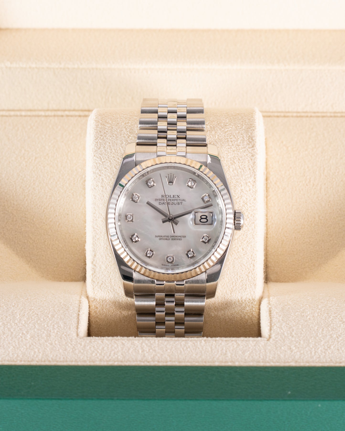 Rolex Datejust 36mm 116234 Mother Of Pearl Diamond Fluted Jubilee