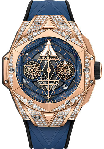 Hublot Big Bang Sang Bleu II King Gold Blue PavŽ Watch - 45 mm - Blue Dial - 418.OX.5108.RX.1604.MXM20