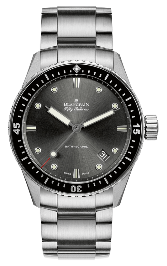 Blancpain Fifty Fathoms Bathyscaphe 43mm Satin-Brushed Steel Men's Watch - 5000 1110 71S