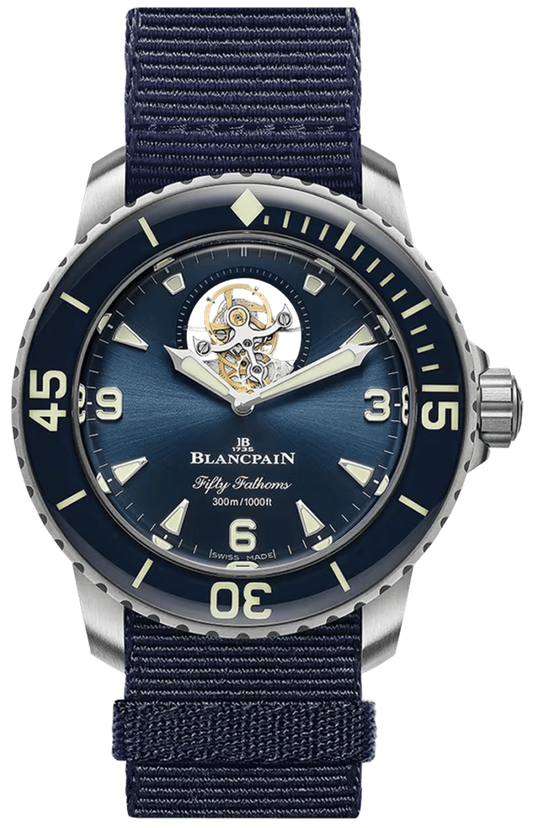 Blancpain Fifty Fathoms Tourbillon 8 Jours Titanium Blue NATO Men's Watch - 5025 12B40 NAOA