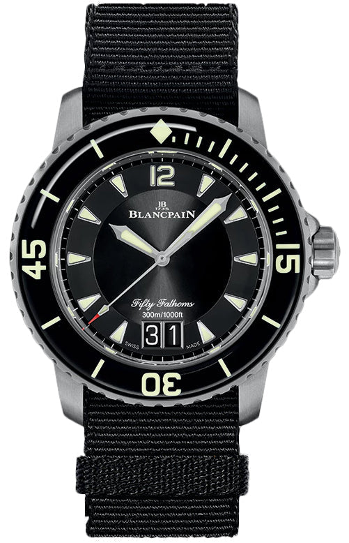 Blancpain Fifty Fathoms Grande Date Black NATO Men's Watch - 5050 12B30 NABA