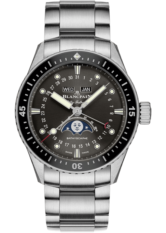 Blancpain Fifty Fathoms Bathyscaphe Quantieme Complet Phases de Lune Steel Men's Watch - 5054 1110 71S