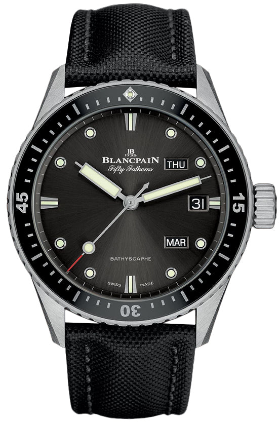 Blancpain Fifty Fathoms Bathyscaphe Quantieme Annuel Steel Black NATO Men's Watch - 5071 1110 NABA