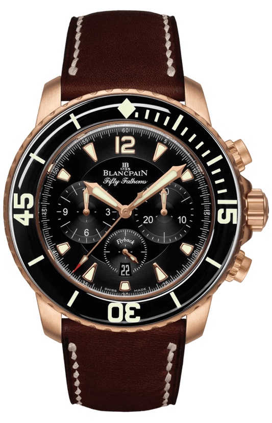 Blancpain Fifty Fathoms Chronographe Flyback Red Gold Leather Men's Watch - 5085FA 3630 63B