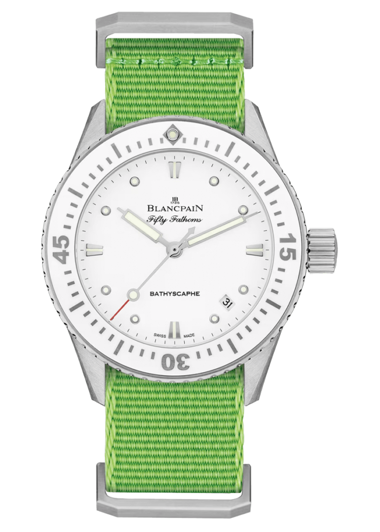 Blancpain Fifty Fathoms Bathyscaphe 38mm Ultra-Slim Bright Green Ladies Watch - 5100 1127 NAHA