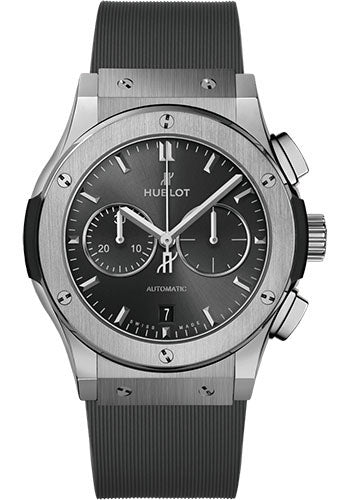 Hublot Classic Fusion Racing Grey Chronograph Titanium Watch - 42 mm - Gray Dial - Gray Lined Rubber Strap - 541.NX.7070.RX