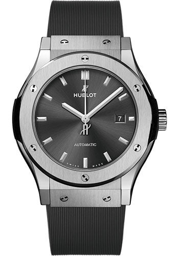 Hublot Classic Fusion Racing Grey Titanium Watch - 42 mm - Gray Dial - Gray Lined Rubber Strap - 542.NX.7071.RX