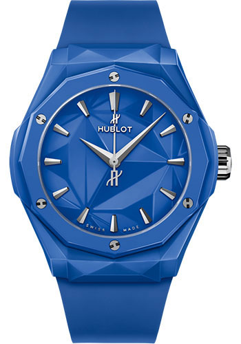 Hublot Classic Fusion Orlinski Blue Ceramic Watch - 40 mm - Blue Ceramic Dial - Blue Smooth Rubber Strap - 550.ES.5100.RX.ORL21