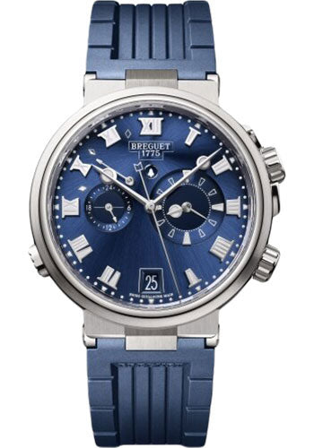 Breguet Marine Alarme Musicale 5547 - Titanium Case - Blue Dial - Blue Rubber Strap - 5547TI/Y1/5ZU