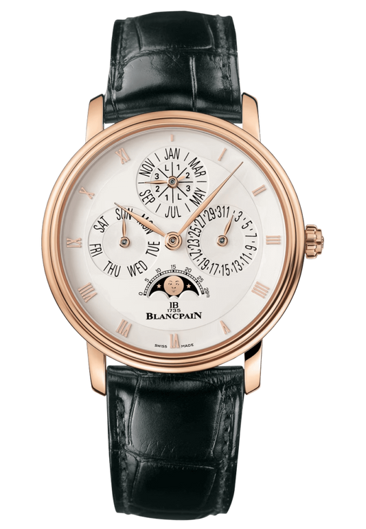 Blancpain Villeret Quantieme Perpetuel Red Gold Black Alligator Men's Watch - 6057 3642 55A