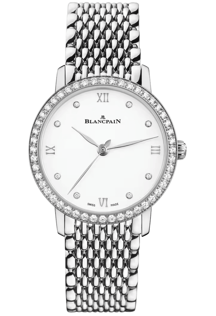 Blancpain Villeret Ultraplate Diamond Mille Mailles Steel Ladies Watch - 6104 4628 MMB