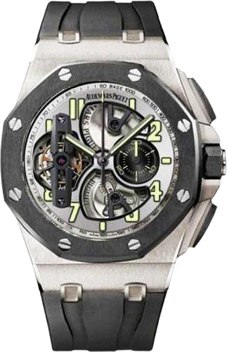 Audemars Piguet Royal Oak Offshore Tourbillon Chronograph 44mm Silver Skeleton Arabic Titanium Rubber | 26387IO.OO.D002CA.01