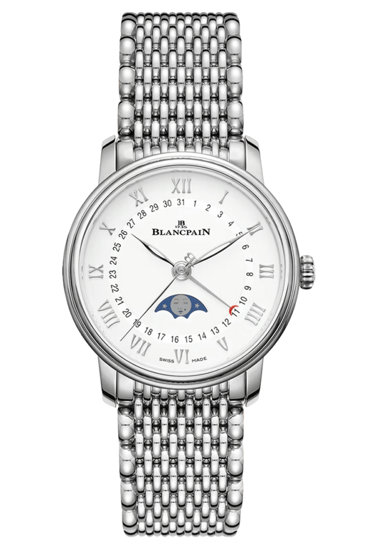 Blancpain Villeret Quantieme Phase de Lune Mille Mailles Steel Ladies Watch - 6126 1127 MMB