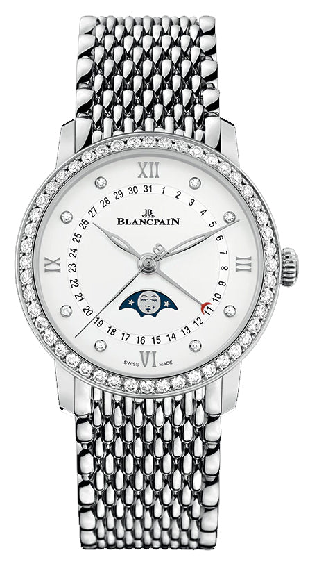 Blancpain Villeret Quantieme Phase de Lune Diamond Steel Ladies Watch - 6126 4628 MMB