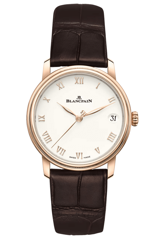 Blancpain Villeret Women Date Red Gold Ultra-Slim Alligator Ladies Watch - 6127 3642 55B