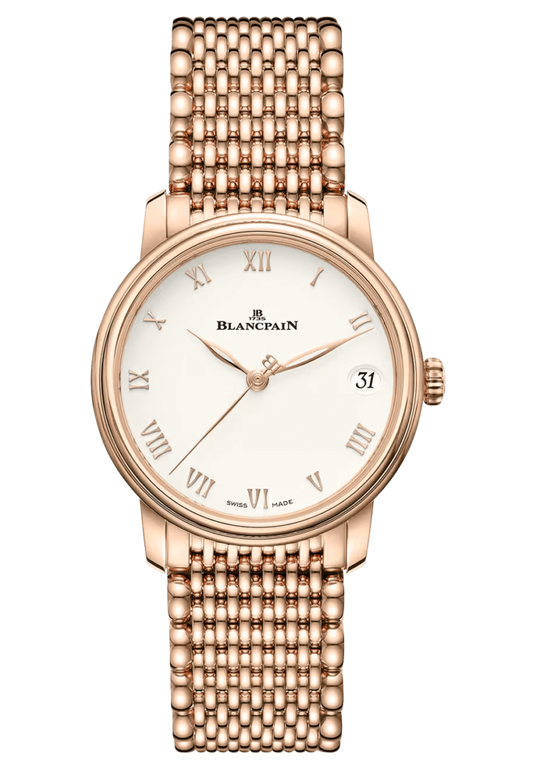 Blancpain Villeret Women Date Red Gold Mille Mailles Ultra-Slim Ladies Watch - 6127 3642 MMB