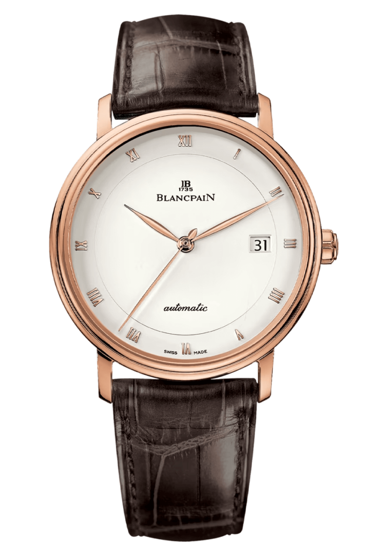 Blancpain Villeret Ultraplate Date Ultra-Slim Red Gold Alligator Men's Watch - 6223 3642 55A